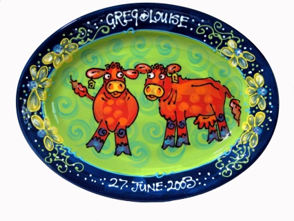 Birthday Oval Platter Cow
